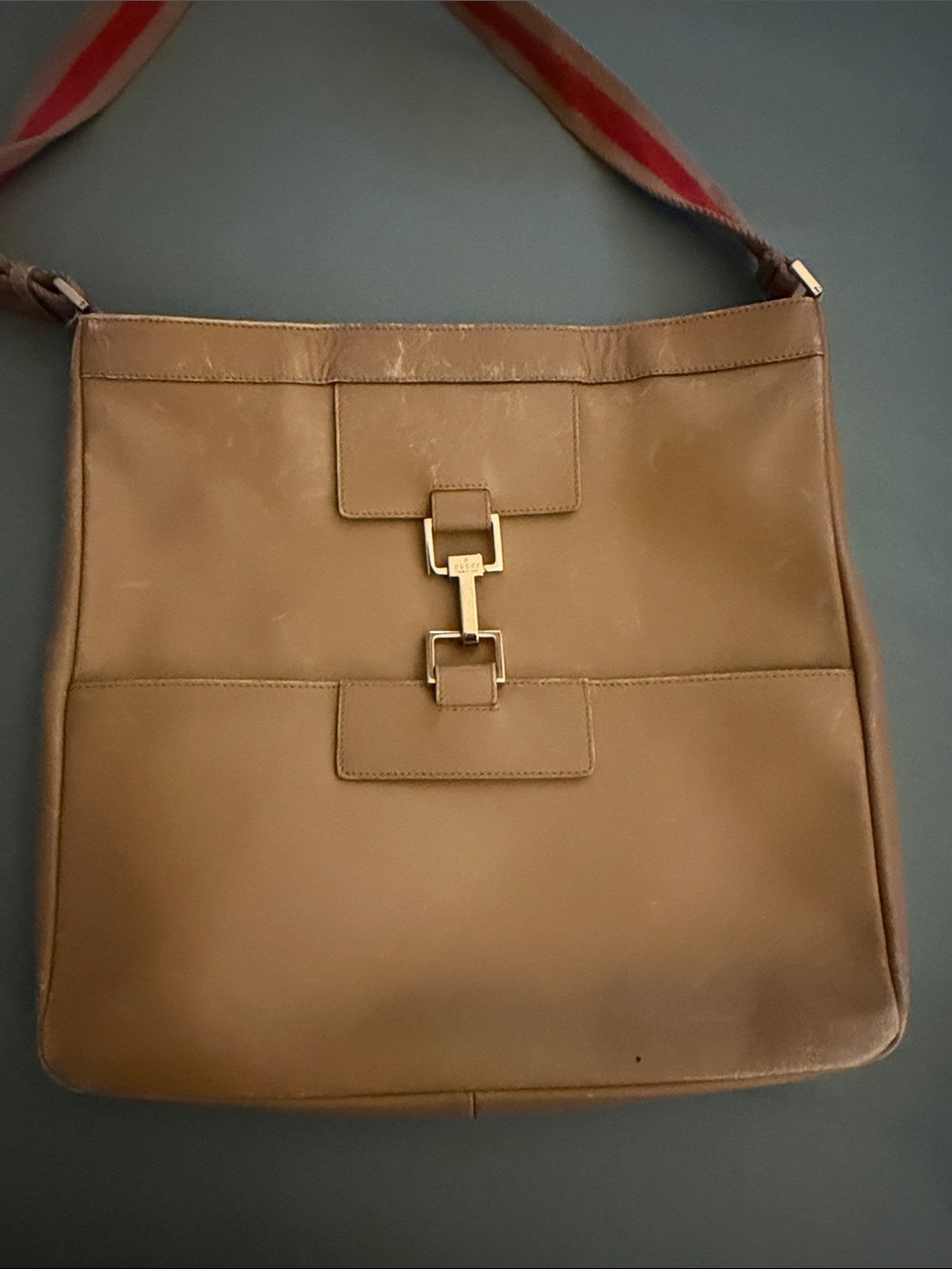 Leather Shoulder Bag - Brown with Gold Hardware